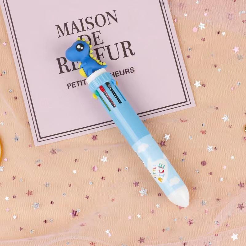 Ten-color Ballpoint Pen Girl Heart Cartoon Press Multi-color Pen Multi-function Color Handbook Pen Creative Cute Pen