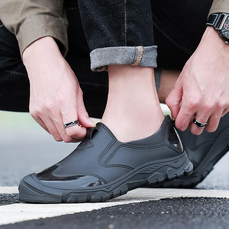 Low-top Rain Shoes Men's Fashion Models, Light-mouth Rubber Shoes, Fishing Non-slip and Waterproof Construction Site Rain Boots Men's Water Shoes