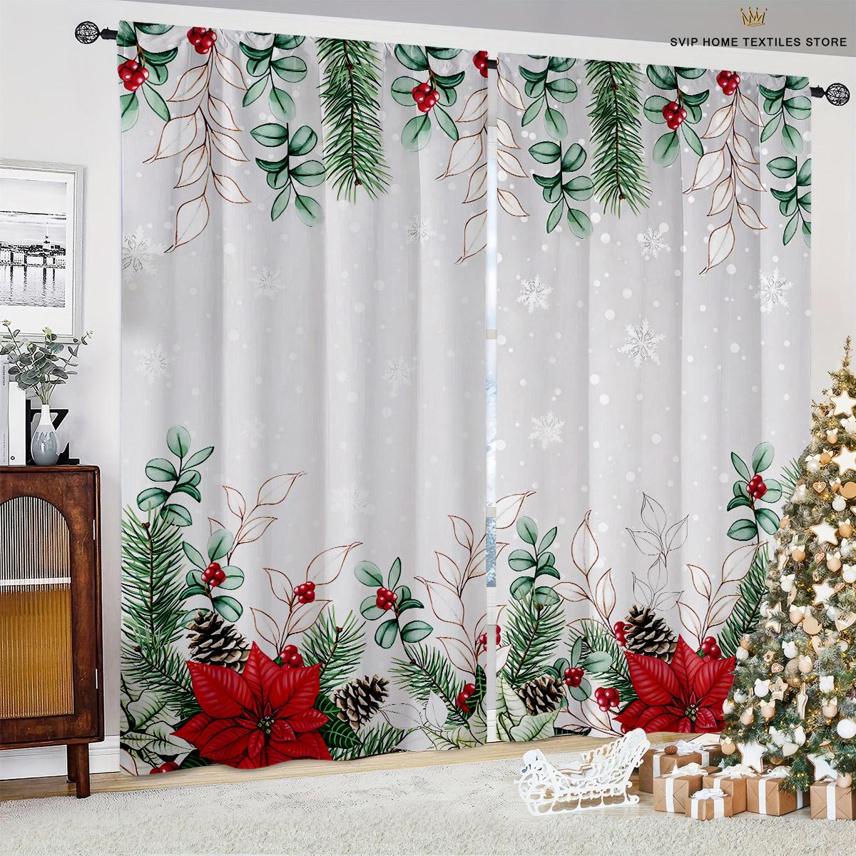 

Шторы с мультяшным принтом, Санта-Клаус, Снеговик, Рождественские украшения, Спальня, Столовая, Гостиная, Украшения для вечеринки, 2 шт. W50X130H(CM)X2PCS&Rod pocket