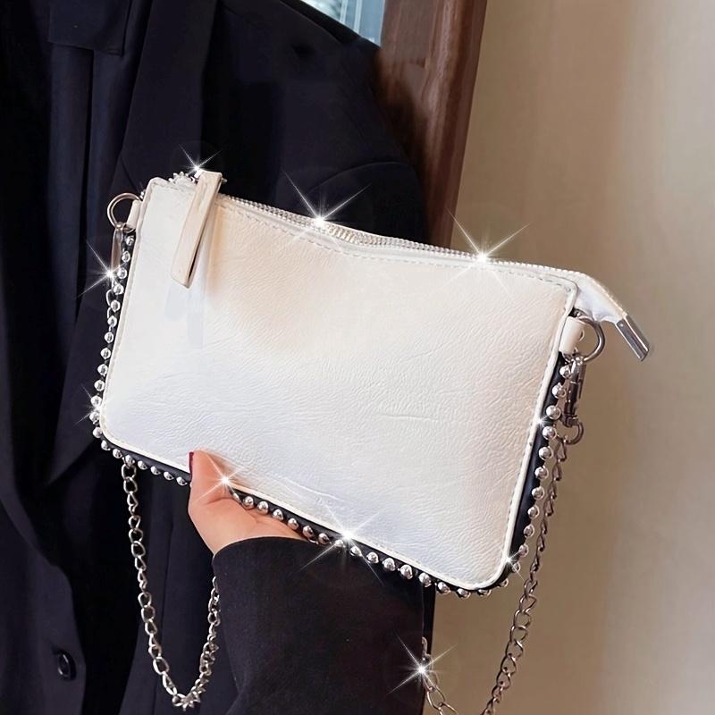 Fashionable and Versatile Chain Small Square Bag, Elegant Women's Crossbody Bag, Simple and Casual Leather Shoulder Bags