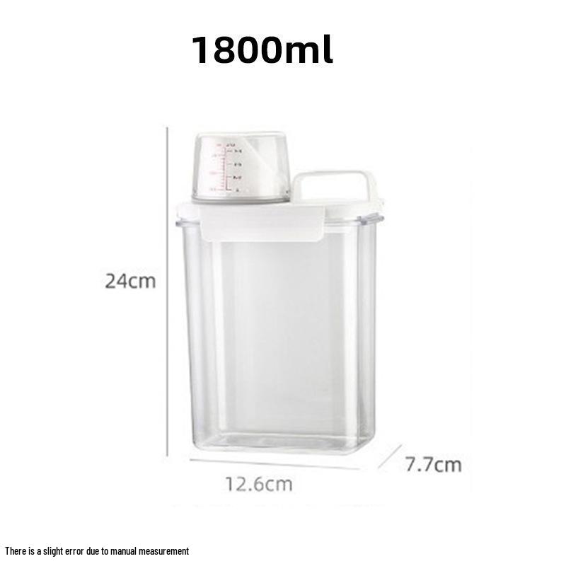 Laundry Detergent Storage Jar with Measuring Cup - Sealed, Thickened, Transparent, Large Opening