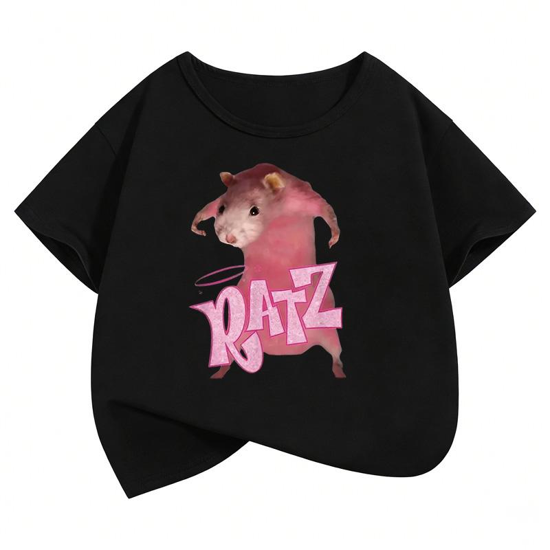 Hip Hop Y2k Mouse Design Printed T Shirts Animal Short Sleeve Kids Children's T-shirt Boys Girls Summer Spring Casual Top Tee