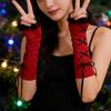 Red Lace Knit Sleeve Covers: Frost Protection, Harajuku Punk Style Drawstring