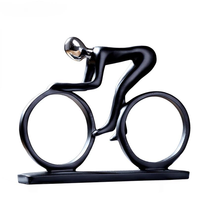 Home Decor Modern Abstract Resin Bicycler Cyclist Statue Bicycle Rider Statue Bike Racer Rider Figurine Office Living Room Decor