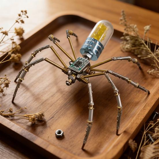 Model Păianjen Mecanic Steampunk Ornament Păianjen Metalic 3D Steampunk Kit Asamblare Păianjen Puzzle DIY Cadou Iubitor de Păianjeni Copii Adulți