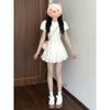 White dress women's summer casual new shirt dress preppy style small man elegant and generous short skirt