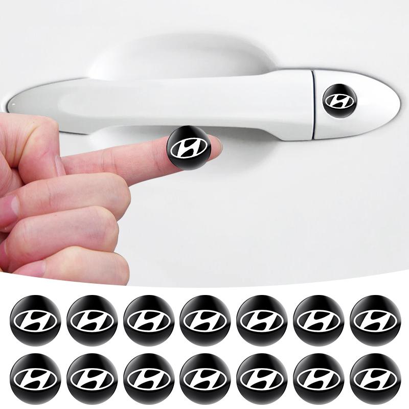2/5/10pcs Car Door Lock Keyhole Protection Stickers Emblem For Hyundai Tucson IX35 I30 I20 Kona Coupe Veloster I40 Getz MM12