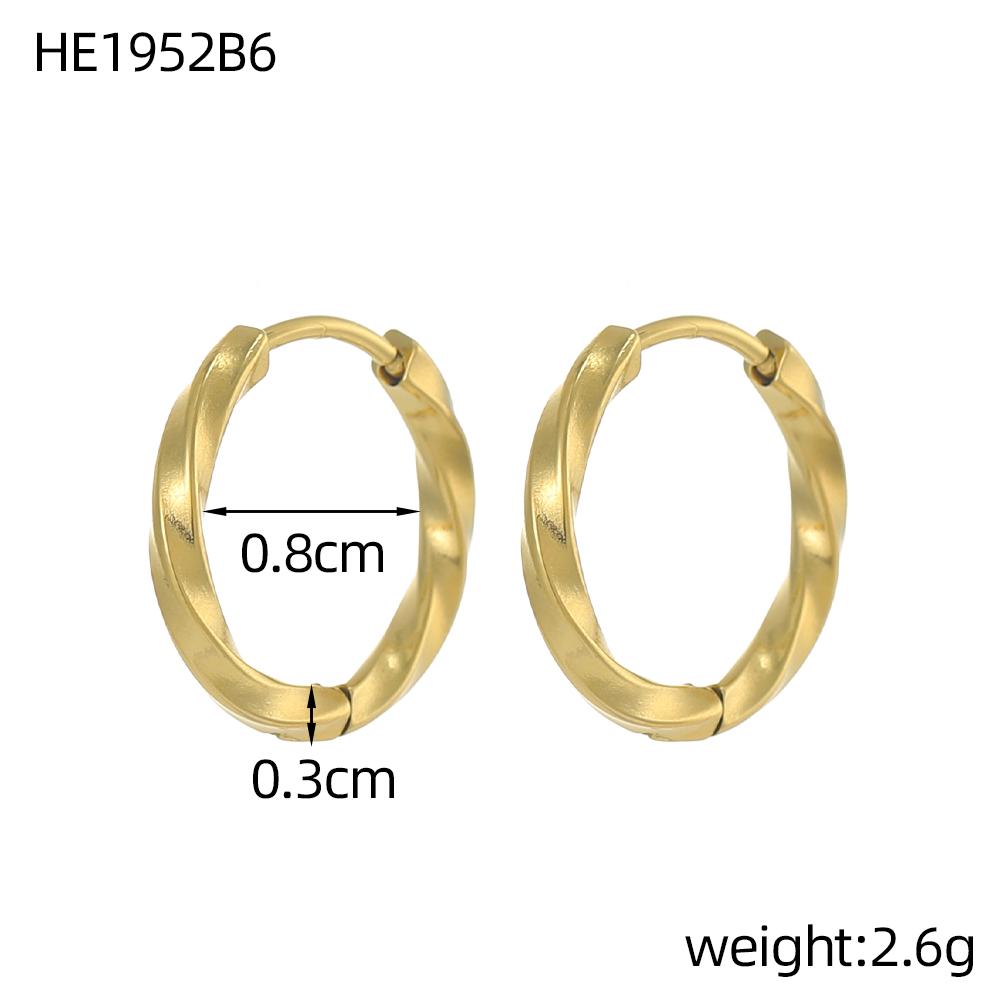 CARLIDANA Chic Simple Hoop Earrings Ins Simple Women Fashion Earrings Stainless Steel Gold Plated Twisted Circle Huggies Earring