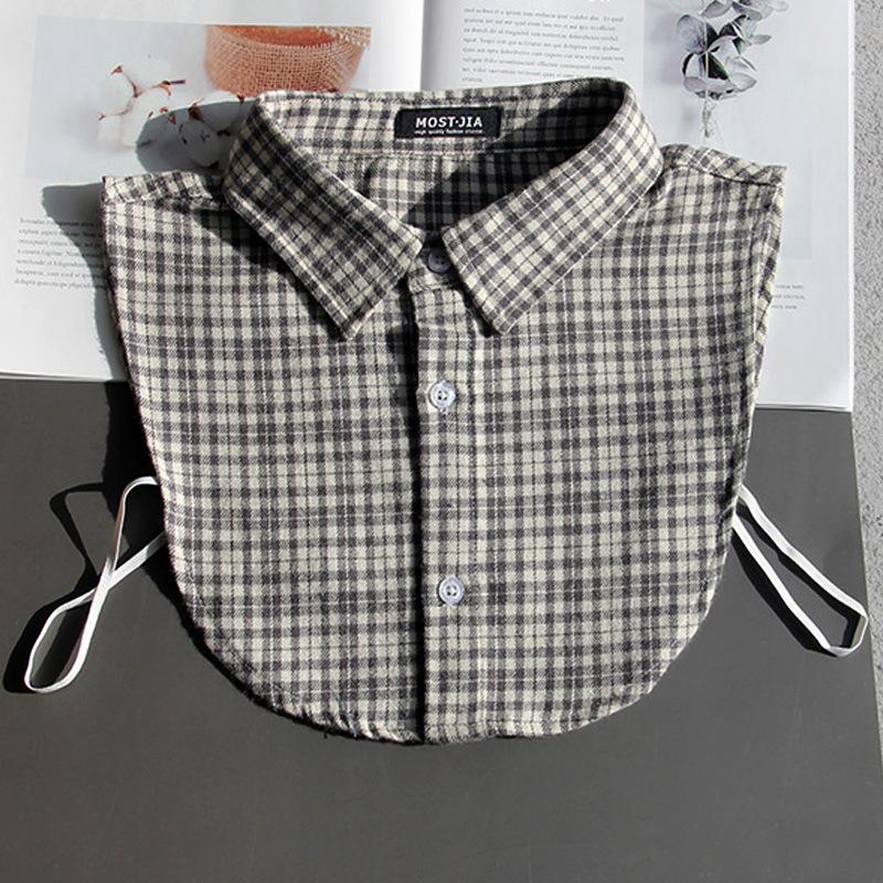 Plaid Fake Collar Shirt Children Print Collares Mujer Cotton Detachable Collar Choker Kids Boys Girls Removable Half Shirt