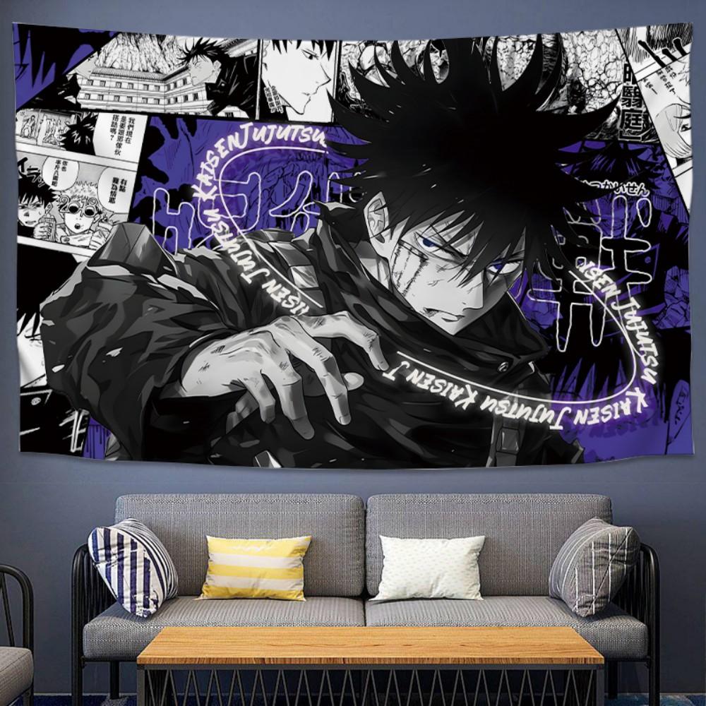 VIKAMA 2D Anime Hintergrund Wandteppich für Studentenwohnheim Nachttisch Wandbehang Raumdekoration Stoff Hängendes Tuch