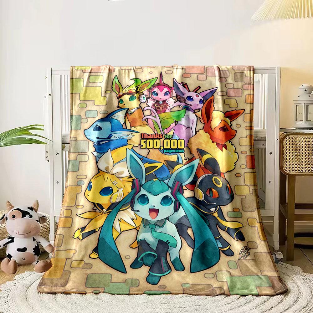 

Stylized Pokémon Eeveelutions wearing various accessories on a textured background. for all seasons blanket lunch break throw gift 80cm x 120cm
