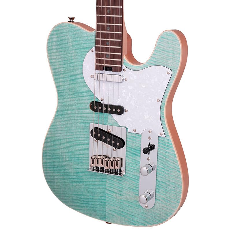 AriaProII OPGR Opal Green AriaProII Telecaster Type 3PU Electric Guitar Opal Green 615-AE200