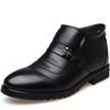 High Quality Black Leather Winter Thick Plush Warm MEN'S Ankle Snow Boots Fashion Style Business Dress Male Shoes Party Footwear