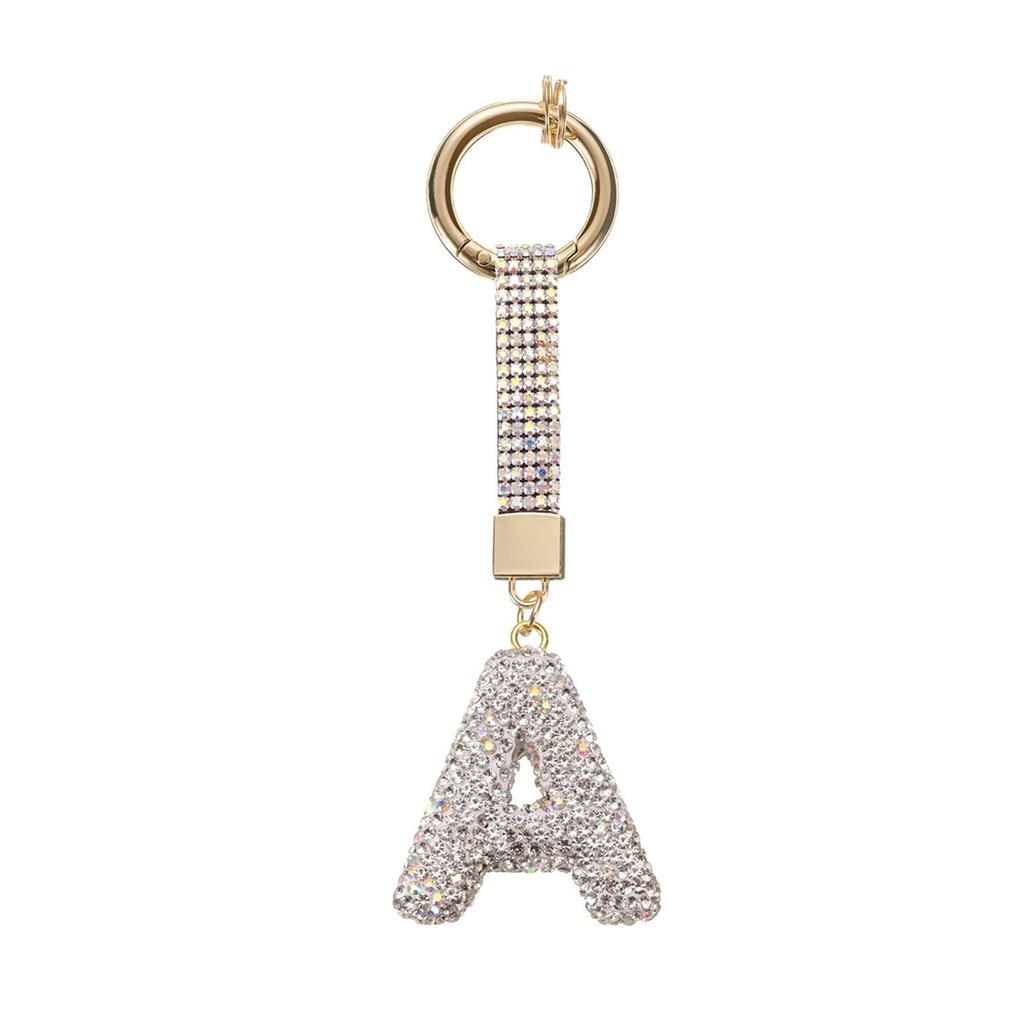 Personalized Alphabet Keychain with Sparkling Rhinestones Durable Alloy Jewelry Accessory for Fashionable Daily Use
