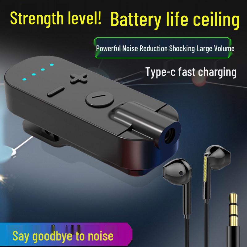 Universal Clip-On Bluetooth Headphone Receiver with Extended Battery, High-Quality Sound, Noise Reduction, and HD Calls