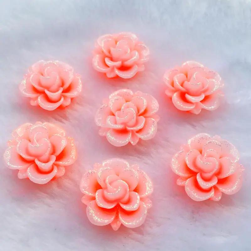 15pcs 19mm Resin Flower Rhinestone Flatback Cabochon for DIY Wedding Decoration -A62