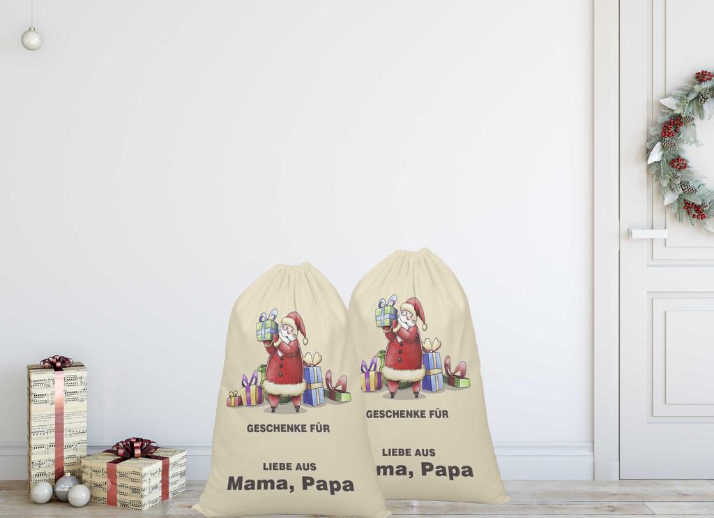 Printtoo 2 Pcs Large Santa Sacks With Drawstring Xmas Gifts Bags For Kids Christmas 27x20 Inch