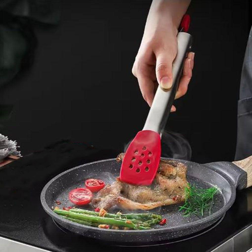 Silicone Head Non-Stick Steak Tongs Anti-Scalding Stainless Steel Tongs  For Home