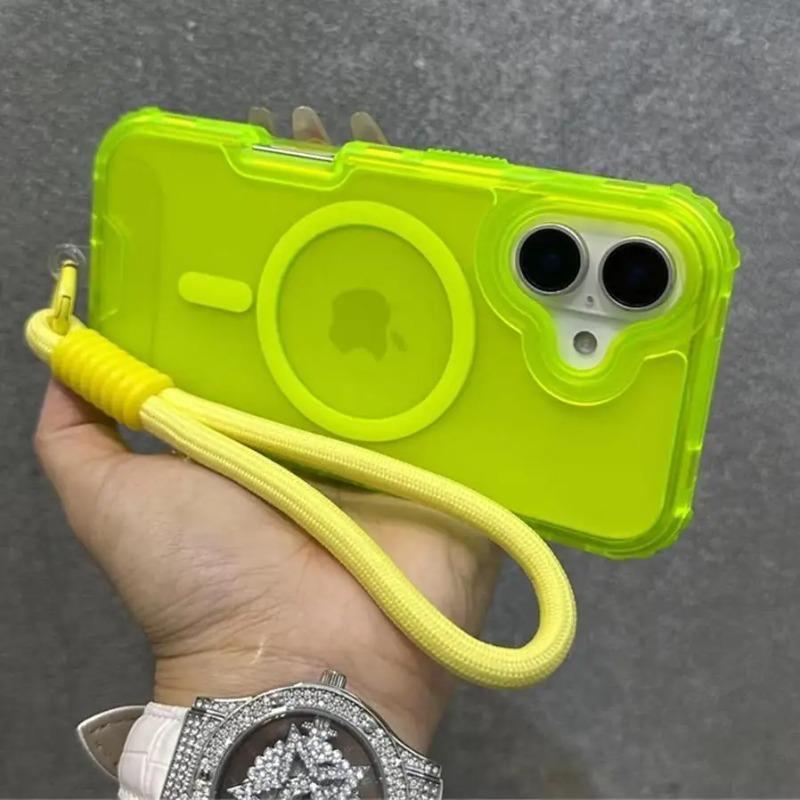 Luxury Armour Matte For Magsafe Phone Case For iPhone 17 11 14 12 13 15 16Pro Max Colourful Wrist Strap Lanyard Shockproof Cover
