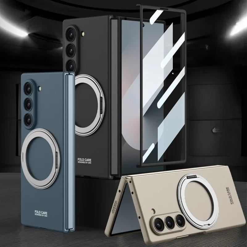 Galaxy Z Fold6 for Wireless Charging Magnetic Phone Case for Samsung Galaxy Z Fold 6 Fold 6 5G Rotating Bracket Protective Cover Holder Stand