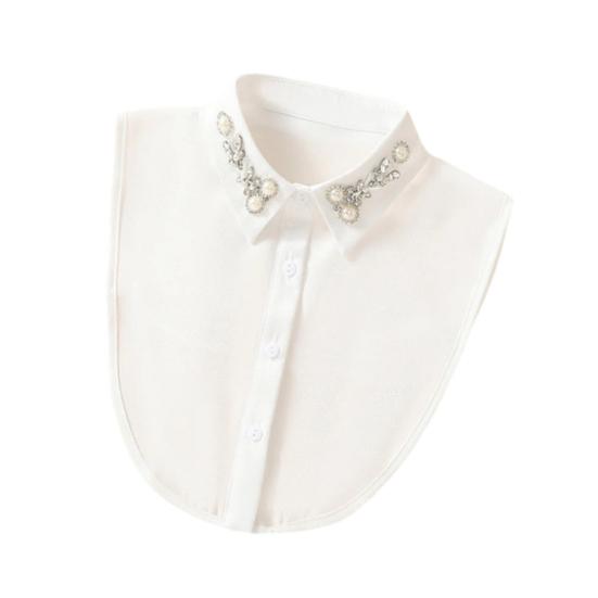 

Fake Collar Shirt Rhinestones Faux Pearl Detachable Adjustable Embellished Tops Half Shirt Collar Formal Event Collar Accessory білий