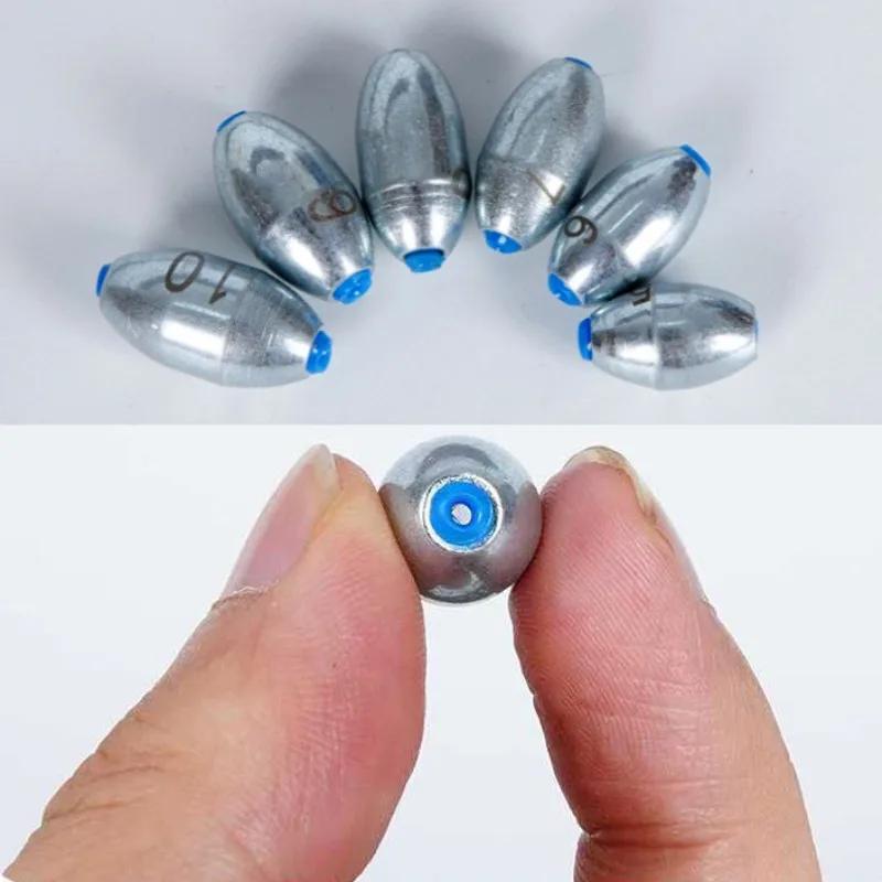 10pcs/Lot Alloy Hollow Olive Fishing Sinkers 3g/4g/5g/6g/7g/8g/9g/10g/12g/15g Carbon Steel Fishing Weights Fishing Accessories