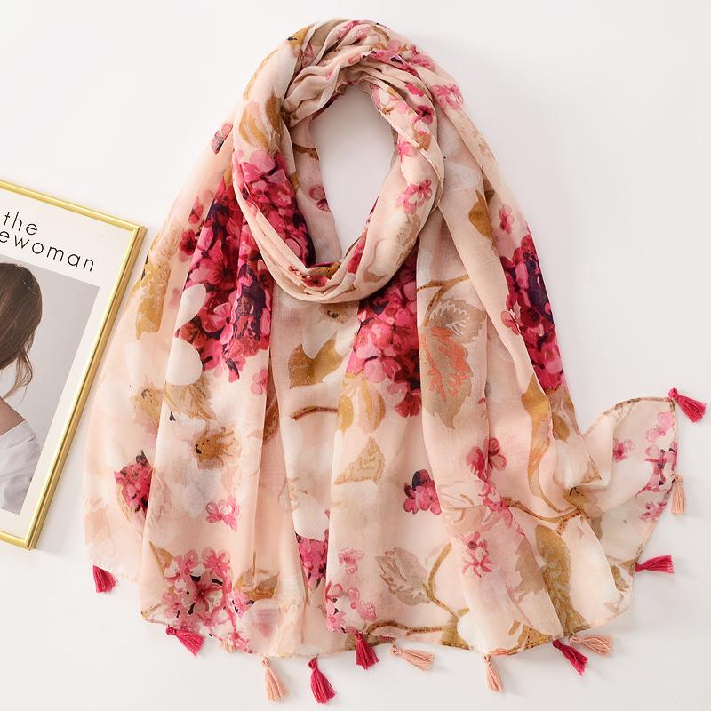 Fashion Aztec Lovely Cashew Floral Tassel Viscose Shawl Scarf High Quality Wrap Pashmina Stole Bufandas Muslim Hijab 180*90Cm