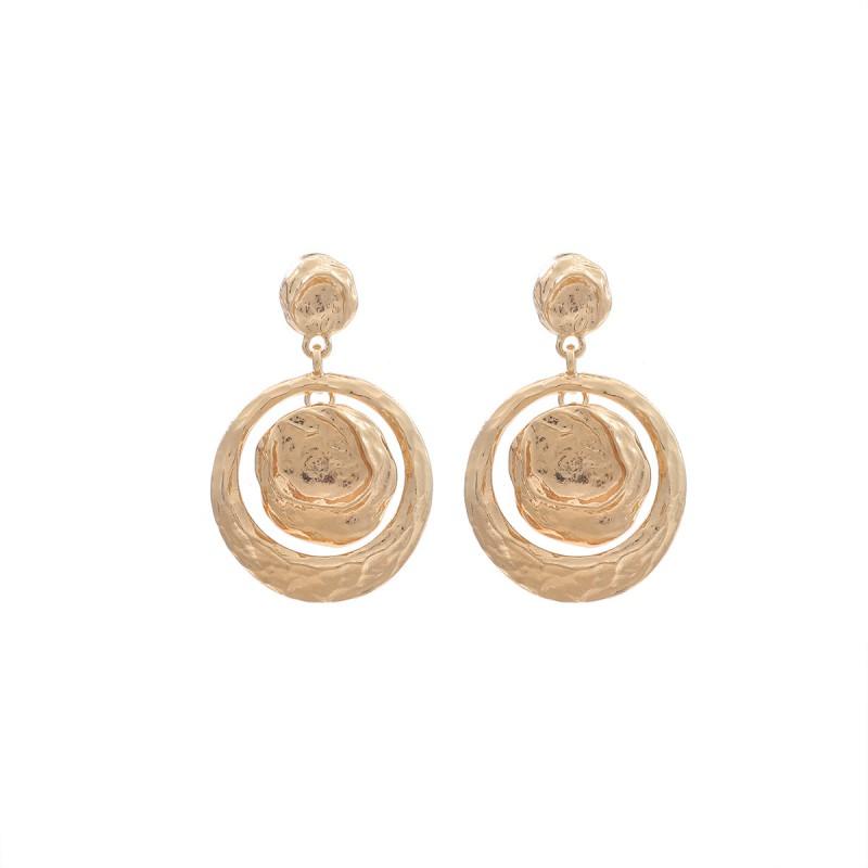Geometric Alloy Earrings Women Minimalist Irregular Hollow Design Gold Tone Ceramic Post 2025 Fashion Gold