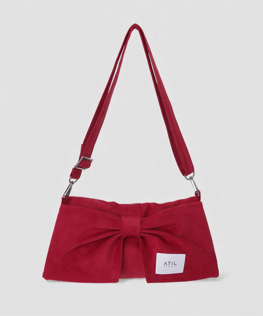 Atil Studio Velour Suede Mini Dewey Ribbon Shoulder & Crossbody Bag_[Wine]