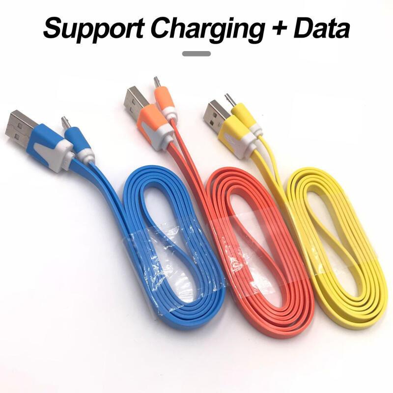 HdoorLink Micro USB Charger Cable Colorful Noodle Flat 1M Data Sync Cable for Xiaomi Android Wire Charging USB Cable
