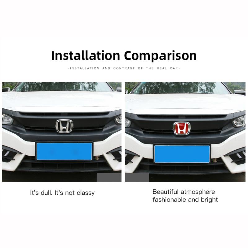 Car Mirror surface Logo Front Grille Trunk Steering Wheel Decoration Accessories For 2006-2019Honda Civic 8th 9th 9.5th 10th Gen aju256