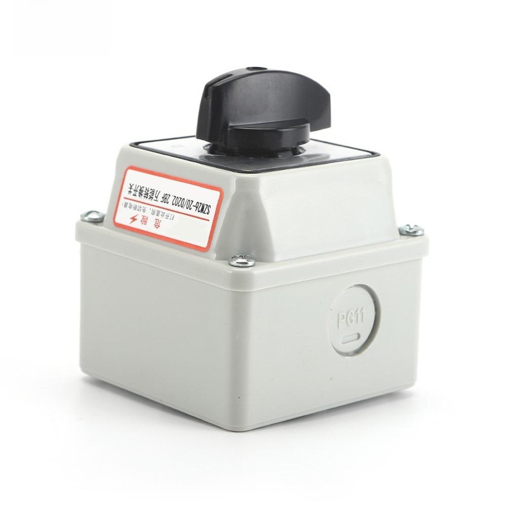 1pc Waterproof Changeover Switch SZW26-20 D202 2BF 2 Gears 2 Sections Rotary Switch For Electrical Equipment
