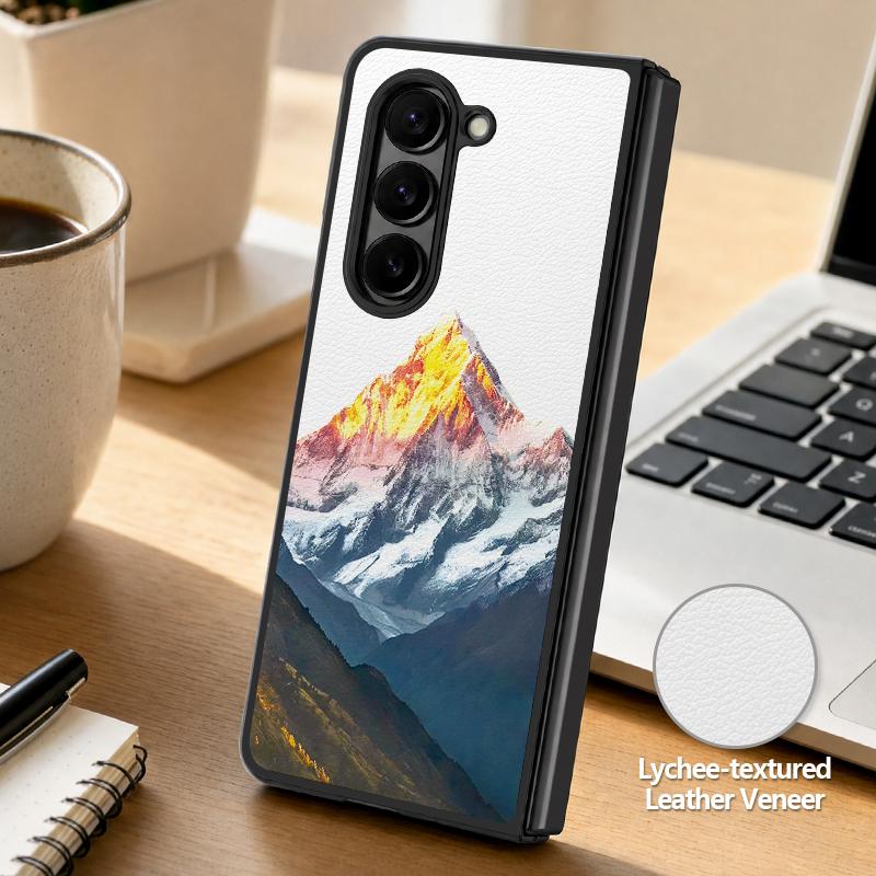 Mountain Landscape Case For Samsung Galaxy Z Fold 8 Ultra 7 6 5 Fold8 Fold7 Fold6 Luxury Leather Skin Hard Folding Phone Cover