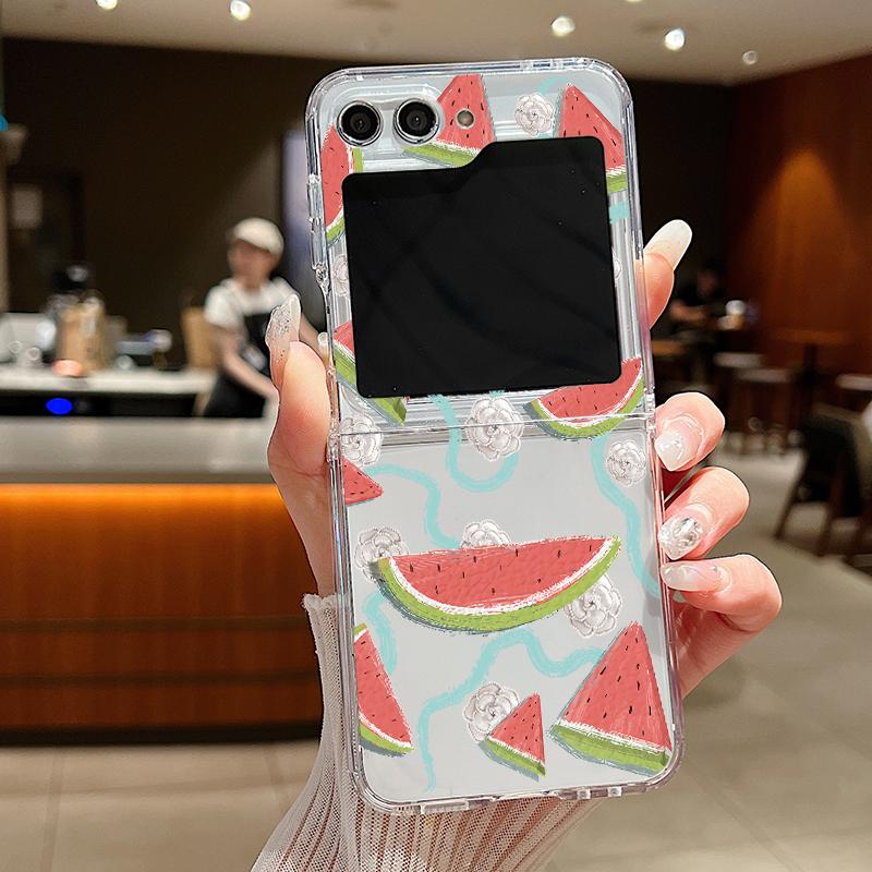For Samsung Galaxy Z Flip 7 6 5 4 3 Case Cherry Watermelon Fruits Hard Clear Folding Cover For Samsung Z Flip6 Flip5 Flip4 Flip7