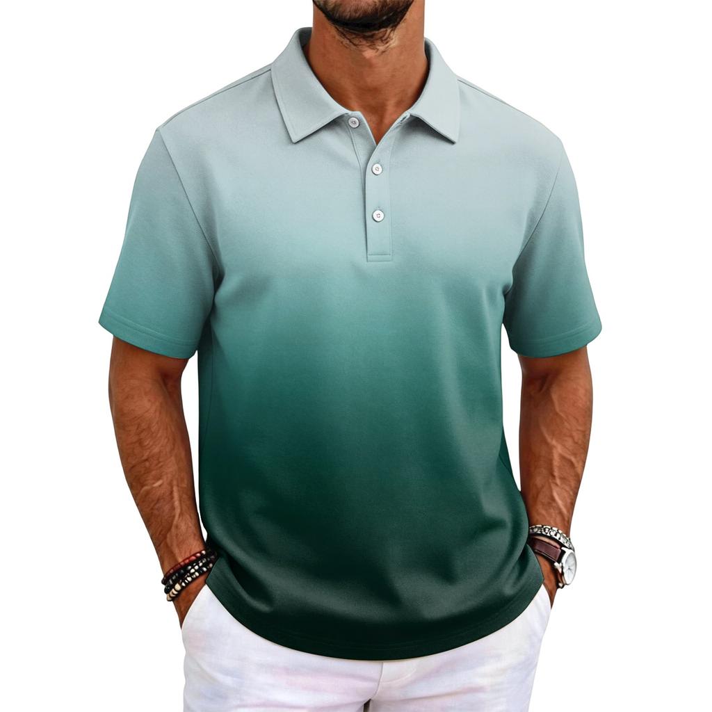 Men Short Sleeve Polo Shirt Classic Fit Lightweight Breathable Fabric Business Casual Solid Basic Collar Top