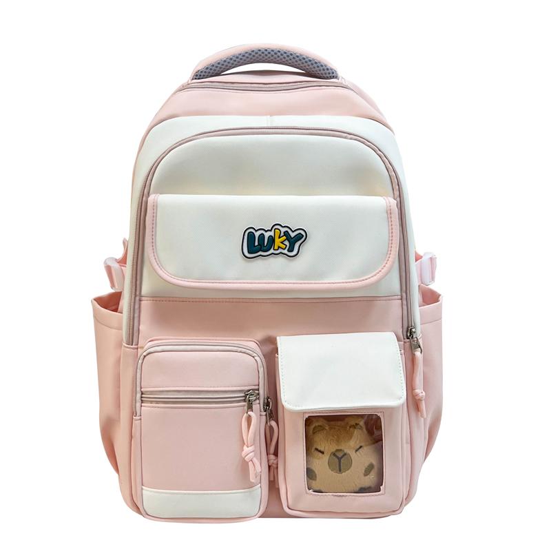 

Рюкзак контрастной расцветки для колледжа, легкий школьный рюкзак для учеников средней школы, женский рюкзак розовый