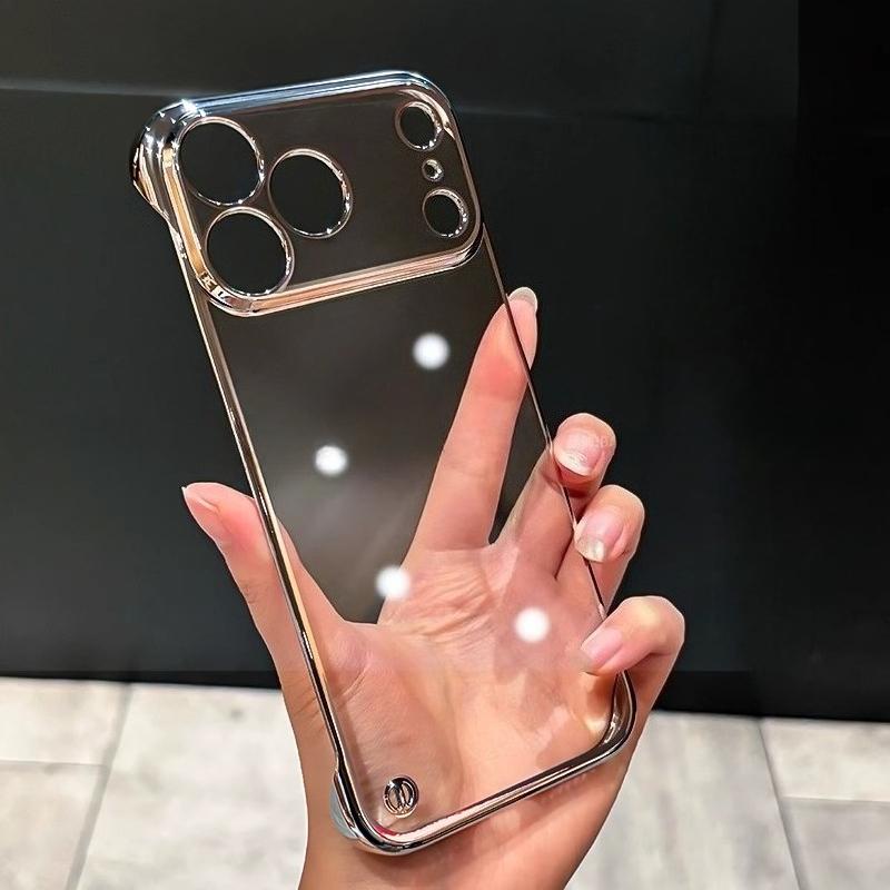 Plating Clear Frameless Phone Case for iPhone 17 Pro Max Ultra-Thin Hard PC Shell for iPhone Air 17Pro Bumper