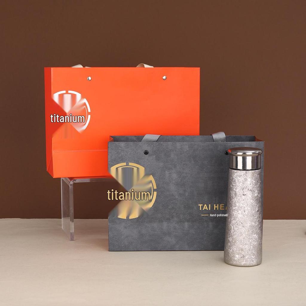 Compact Double-Walled Titanium Tea Infuser Cup with Gift Box - Portable, Thermal Vacuum Insulated for Steeping Tea