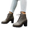 Winter New Women Boots Cross-border British-style High-heeled Ankle Boots for Export, Large Size, Thick Heel, Side Zipper