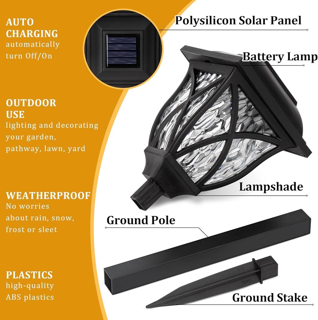 Solar Lights Outdoor Waterproof 2Pack LED Solar Garden Lights Outdoor Decorations Garden Decor for Yard Patio Landscape Planter Walkway