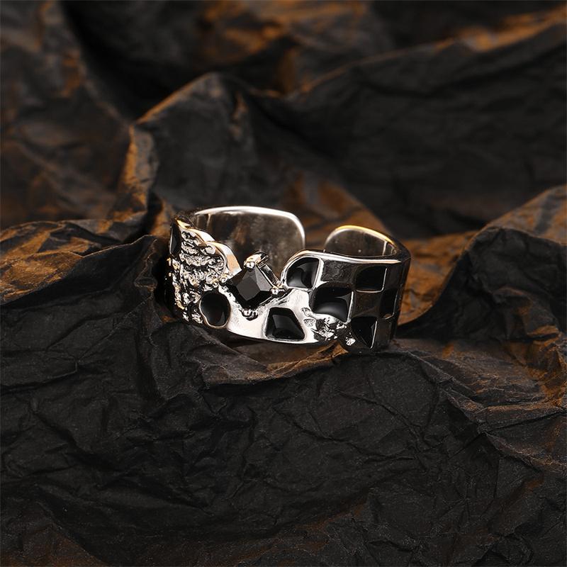 Black White Checkerboard Ring Women Jewelry Personality Oil Drop Black Ring 925 Silver Lady Trendy Finger Accessories Open Size