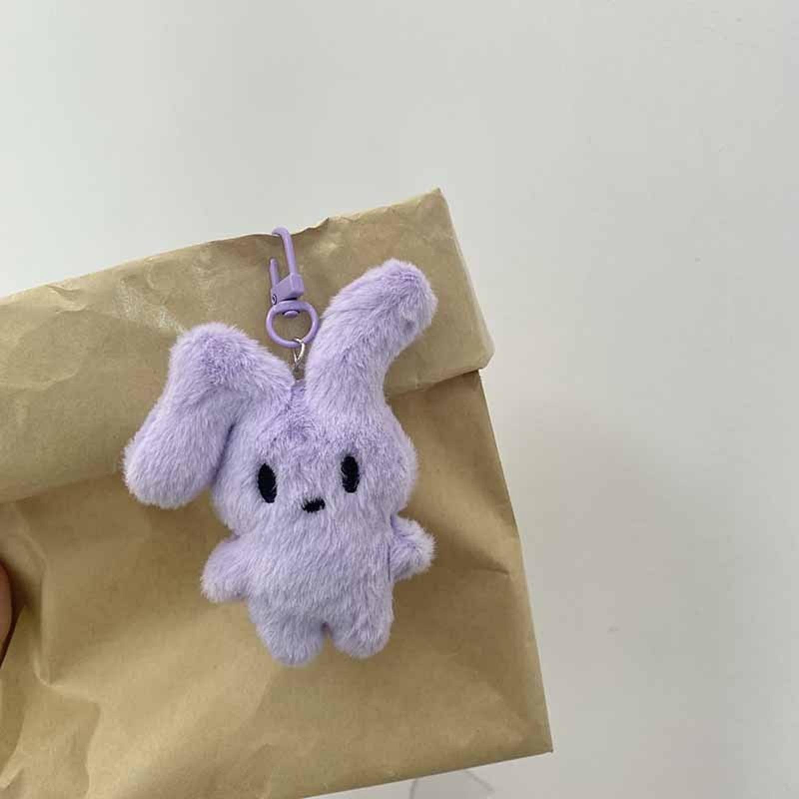 

Plush Bunny Keychain Soft Stuffed Animal Charm with Metal Clip for Bags Backpacks and Keys Accessory One Size фиолетовый