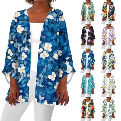 Damen Lässige und Modische Bedruckte Leichte Mittellange Jacke Cardigan Cardigan