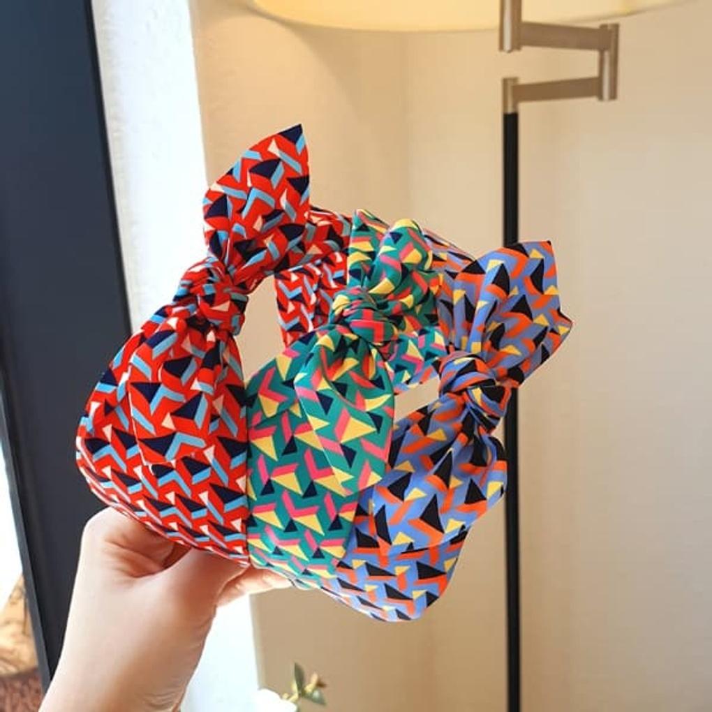 

Women s Colored Square Petite Ribbon Bandana Hairband Blue