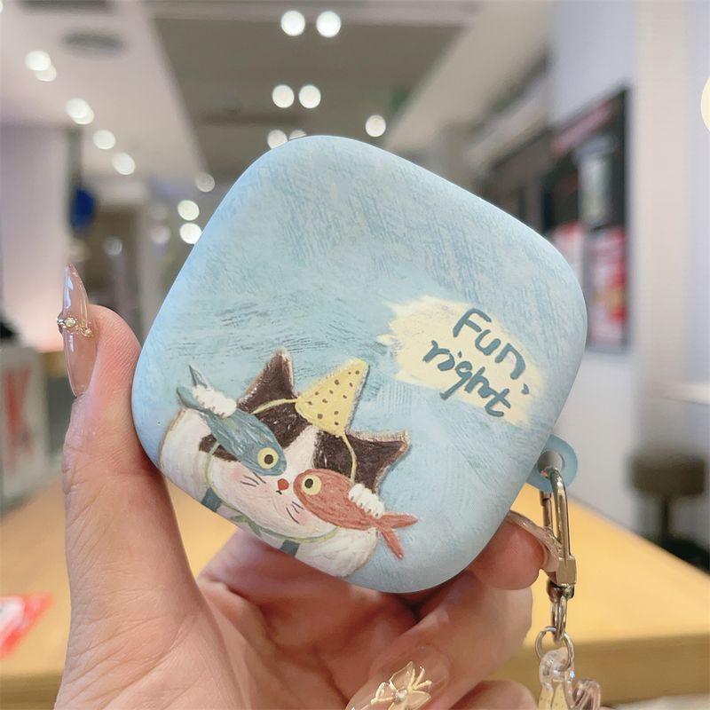 

для Huawei FreeArc Защитный чехол Freebuds6 Матовый Арочный Мягкий Чехол для Bluetooth-гарнитуры Freebuds6 Бесплатный Зажим Простой 6i Рыбы Кот SE2/3 для Мужчин и Женщин Free clip [Pisces cat] single shell + with pendant