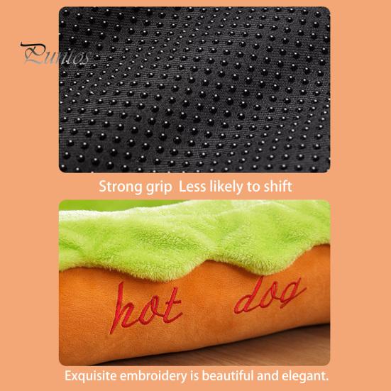 Cama Pequeña para Animales para Regalo de Cumpleaños Cama Hot Dog, Adorable Acogedora para Acurrucarse Almohadilla Extraíble Lavable, Divertido Cómodo Felpa Mascota Alfombrilla Pan Perros Gatos Suave Sofá Nido