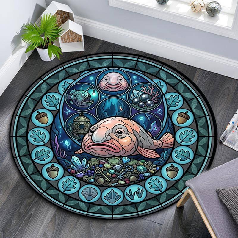 Underwater Treasures Round Area Rug Under Office Chairs Bedroom Living Room Home Decor