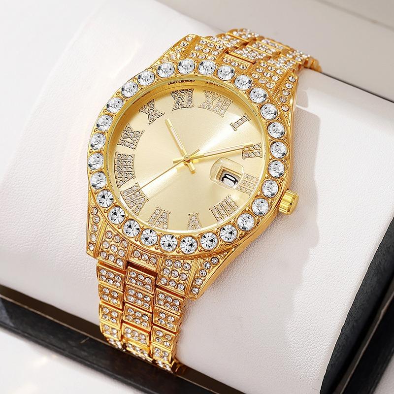 Popular watches, European and American men's personalized hip-hop feng shui ghost Roman diamond-encrusted quartz watch men