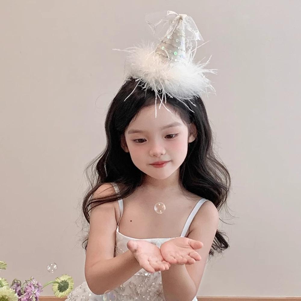 Acrylic Birthday Party Hat Mesh Princess Hair Accessory Sweet Party Hair Hoop Girls
