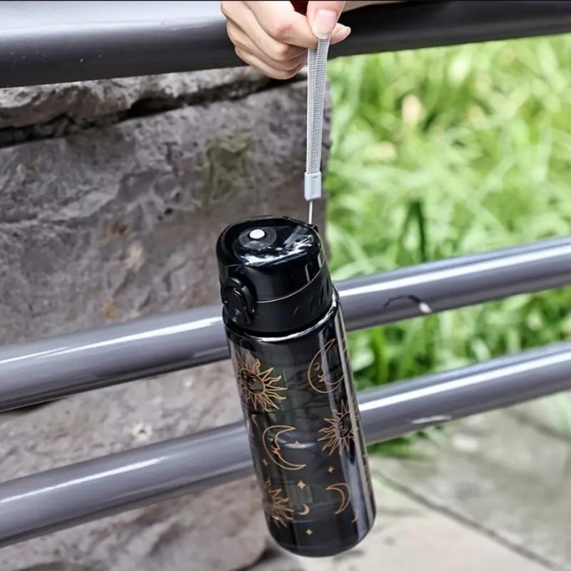 Portable Convenience Large Capacity Cherry Blossom Water Bottle  with Secure Lid & Carrying Rope, High-Quality PC Material